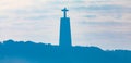 Silhouette of The Sanctuary of Christ the King in Almada in Portugal. Royalty Free Stock Photo