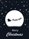 Silhouette of santa claus flying on christmas night Royalty Free Stock Photo