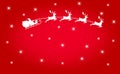 Silhouette of Santa Claus flying with the sleigh and his reindeer on Christmas background Royalty Free Stock Photo