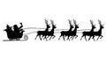 Silhouette of Santa Claus on a reindeer sleigh. isolate on white background. Royalty Free Stock Photo