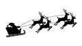 Silhouette of Santa Claus on a reindeer sleigh. isolate on white background. Vector illustration Royalty Free Stock Photo