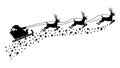 Silhouette of Santa Claus on a reindeer sleigh. isolate on white background. Vector illustration Royalty Free Stock Photo