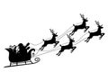 Silhouette of Santa Claus on a reindeer sleigh. isolate on white background. Vector illustration Royalty Free Stock Photo