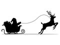 Silhouette of Santa Claus on a reindeer sleigh. isolate on white background. Vector illustration Royalty Free Stock Photo