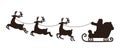 Silhouette of Santa Claus riding in a sleigh pulled by reindeer.  Christmas vector illustration Royalty Free Stock Photo