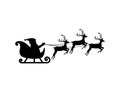 Silhouette Of Santa Claus On Sledge With Deer, Isolated On White Background, Vector Illustration Royalty Free Stock Photo