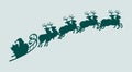Silhouette of santa claus on sleigh full of gifts and his reindeers. Happy new year decoration. Merry christmas holiday Royalty Free Stock Photo