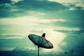 Silhouette Satellite dish. Communication technology network concept. Royalty Free Stock Photo
