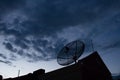 Silhouette satellite dish on house Royalty Free Stock Photo