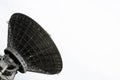 The silhouette of a satellite dish or radio antenna. Space observatory or air defense radar