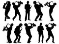 Set of Saxophone players silhouette vector art