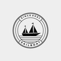 Silhouette saÃÂ­lboat badge logo template vector illustration design. sail boat icon