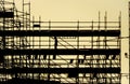 Silhouette of scaffolding construction site Royalty Free Stock Photo
