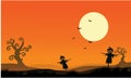 Silhouette of scarecrow halloween backgrounds Royalty Free Stock Photo
