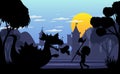 Silhouette scene with medieval Royalty Free Stock Photo