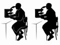 Silhouette of a scientist with microscope , vector draw Royalty Free Stock Photo