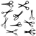 Silhouette Scissors seamless pattern. Vector