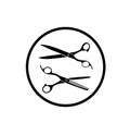 Silhouette of scissors and thinning scissors .Salon vector icon .