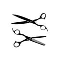 Silhouette of scissors and thinning scissors . Royalty Free Stock Photo