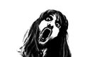 Silhouette of a screaming man`s face with very long hair and black eyes Royalty Free Stock Photo