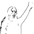 Silhouette of a screaming woman with her hand raised