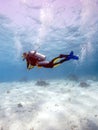 Silhouette of Scuba Diver near Sea Bottom Royalty Free Stock Photo