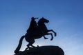 Silhouette of sculpture The Bronze Horseman with Peter the Great Royalty Free Stock Photo