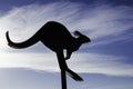 Silhouette sculpture of Kangaroo at Barangaroo Reserve which shows iconic Sculpture, Sydney, Australia.