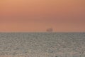 Silhouette of a sea tanker in the sea at dawn. Odesa. Ukraine Royalty Free Stock Photo