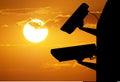 Silhouette of security cctv camera