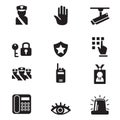 Silhouette security icons set