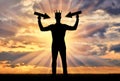 Silhouette of a selfish man with a crown on his head Royalty Free Stock Photo