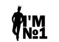 Silhouette of a selfish and narcissistic man with a crown on his head near the word, I`m number one