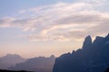 Silhouette of the Sella and Dolomites during Sundown in SÃÂ¼dtirol, ALlo Adige Royalty Free Stock Photo