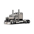 Silhouette Semi Truck Vector Isolated. Freight sleeper trucking vector in white background. Royalty Free Stock Photo