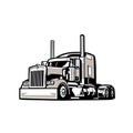 Silhouette of semi truck vector isolated in white background