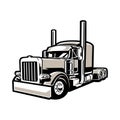 Silhouette of Semi Truck Vector in white background