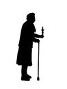 Silhouette senior woman grandma holding burning candle