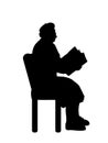 Silhouette senior woman grandma reading book Royalty Free Stock Photo