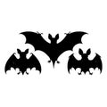 Silhouette set of bat. Vector isolated illustration Royalty Free Stock Photo