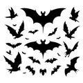 Silhouette set of bat. Vector isolated illustration Royalty Free Stock Photo