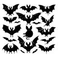 Silhouette set of bat. Vector isolated illustration Royalty Free Stock Photo