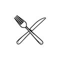 silhouette set cutlery knife and fork kitchen elements Royalty Free Stock Photo