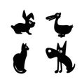 silhouette set of domestic and farm animals vector Royalty Free Stock Photo