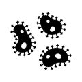 Silhouette Set of microorganisms, bacteria or virus. Cartoon outline icon for medicine, biology, lab, science. Illustration of