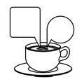 silhouette set porcelain cup coffee with dialogue callout box Royalty Free Stock Photo