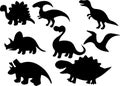 Dinosaur silhouette Set Royalty Free Stock Photo