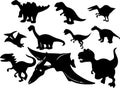 Dinosaur silhouette Set Royalty Free Stock Photo