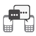 silhouette set tech cellphone and dialog box icon flat Royalty Free Stock Photo