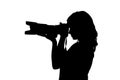 Silhouette of a girl with a camera Royalty Free Stock Photo